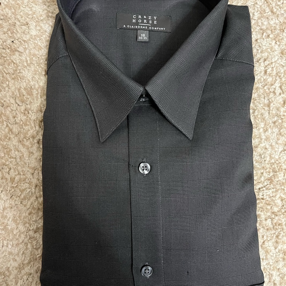 NWT Crazy Horse Charcoal Dress Shirt 18 34/35